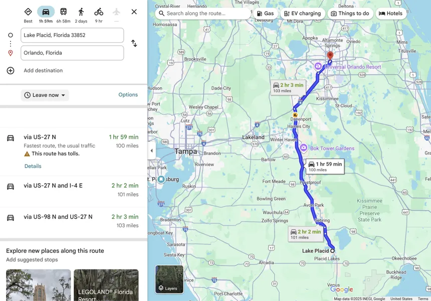 Lake Placid Florida lakes map