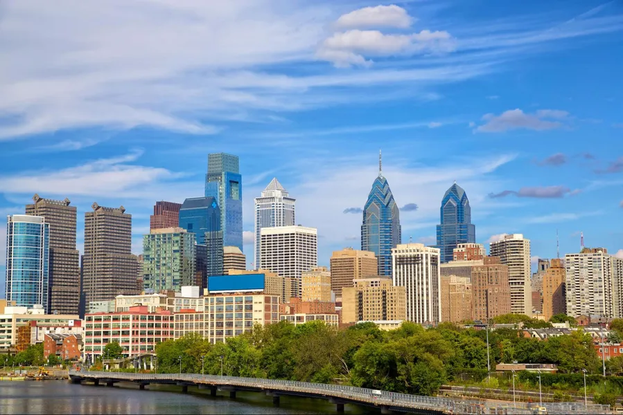 Philadelphia skyline and urban living