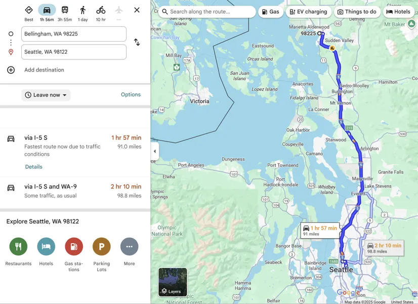 Bellingham commute access map