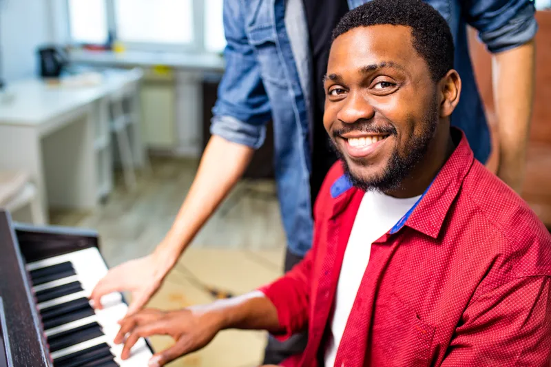 Musician at digital piano